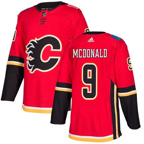 Men Adidas Calgary Flames #9 Lanny McDonald Red Home Authentic Stitched NHL Jersey